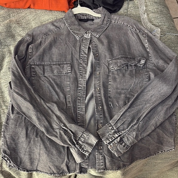 Gray Denim Button-Up Shirt - Picture 2 of 5